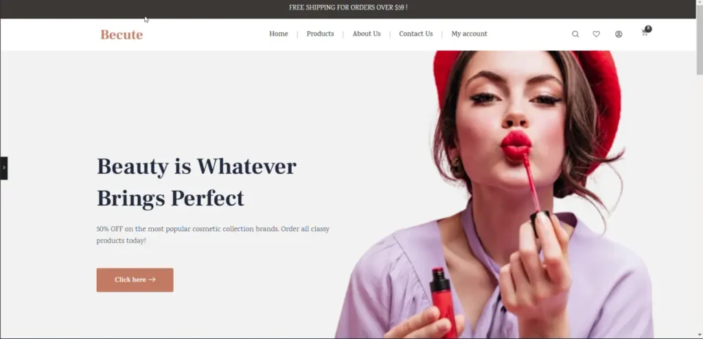a beauty prodcts ecommerce website banner