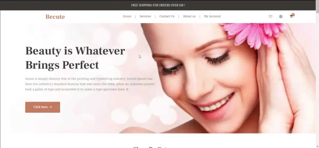 a beauty prodcts ecommerce website banner